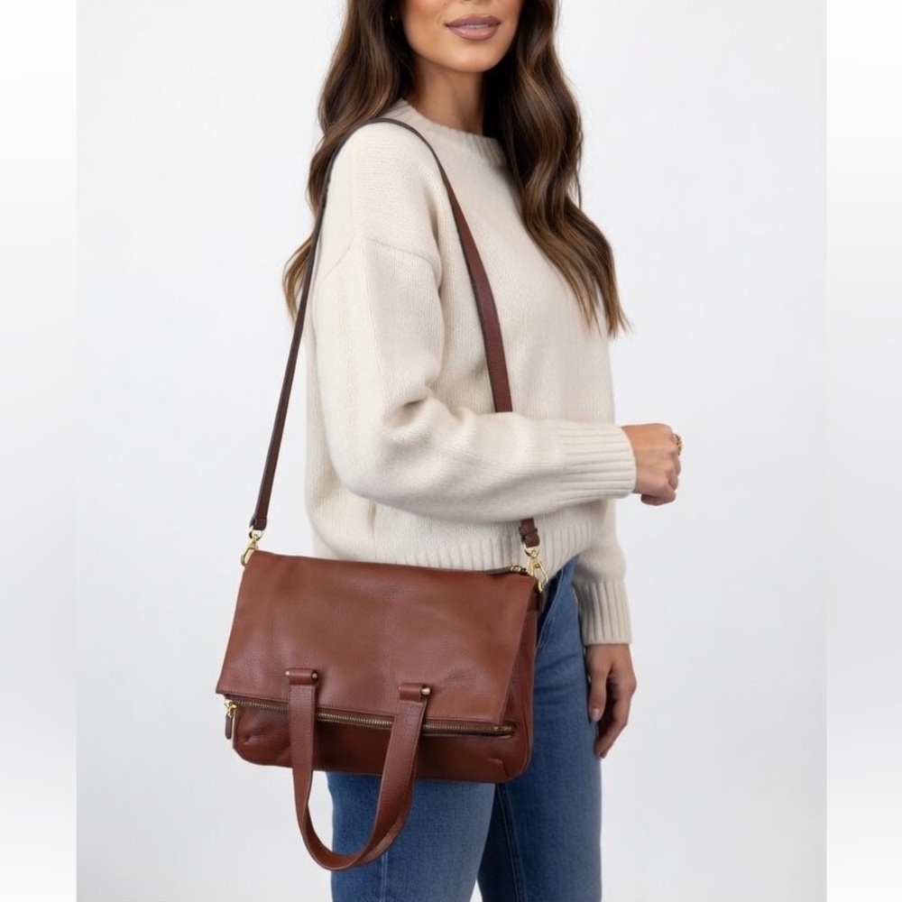 Fossil Brown Foldover Crossbody Bag